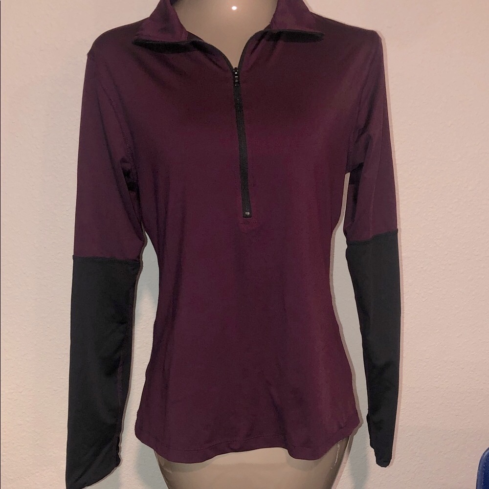 *NWOT* PINK Victoria's Secret Burgundy & Black Long Sleeve Top